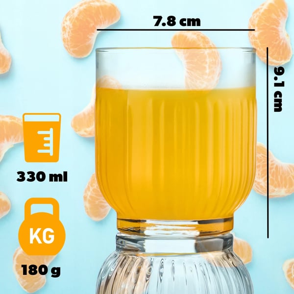 Dricksglas - Set 6-pack - Kapacitet 330 ml per glas - Brun
