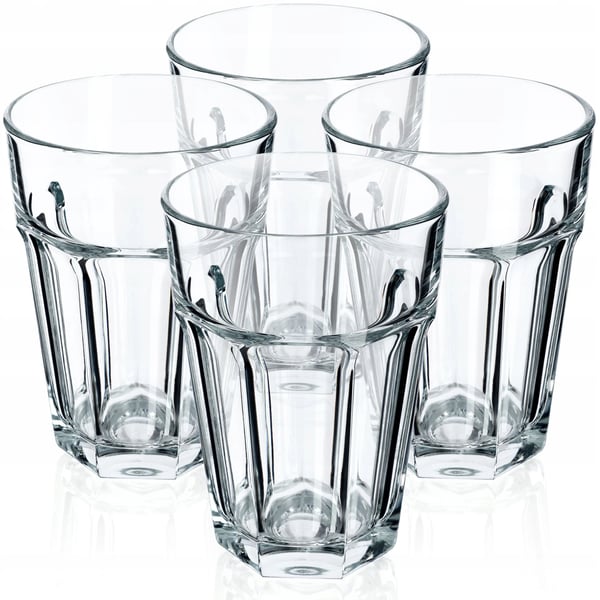 Dricksglas - Longdrink-/juiceglas - 370 ml - Set med 4 - Höga - Livsmedelssäkra (FCM)