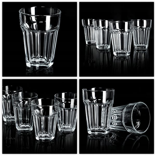 Drikkeglas - Longdrink-/juiceglas - 370 ml - Sæt med 4 - Høje - Fødevaresikre (FCM)