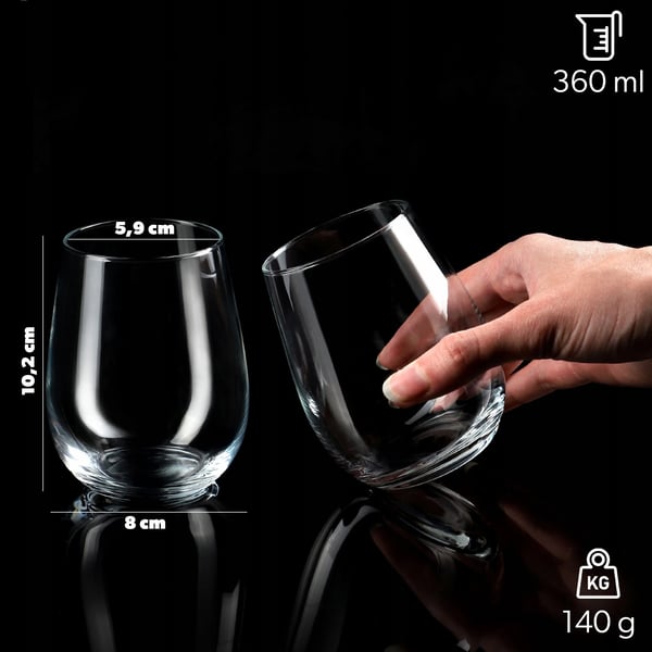 Drikkeglas - Juice- og drikkeglas - 360 ml - Sæt med 6 - FCM-certificerede - Brune