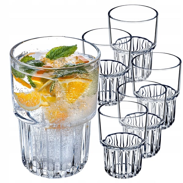 Drikkeglas - Sæt 6-pak - 320 ml - Vandglas til kolde drikke - Fødevaregodkendt - Brun