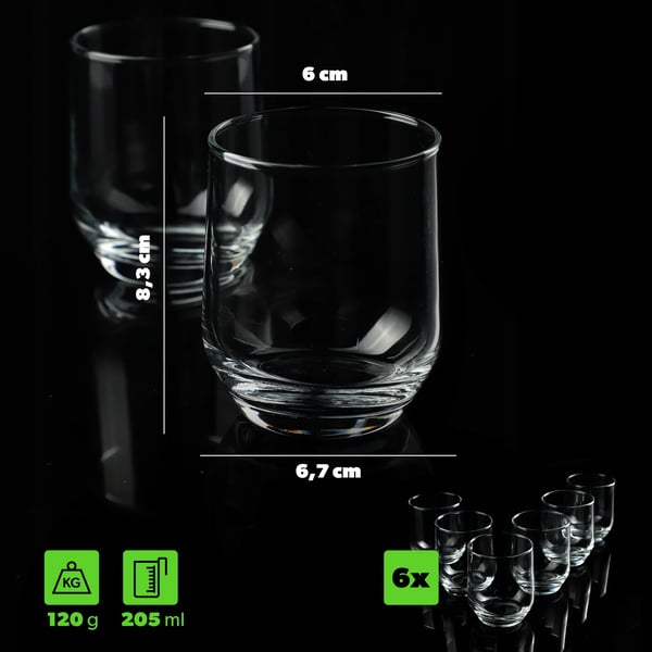 Drikkeglas - Sæt 6 stk. - 205 ml - Juice/Vand - Glas - FCM-certificeret - Brun