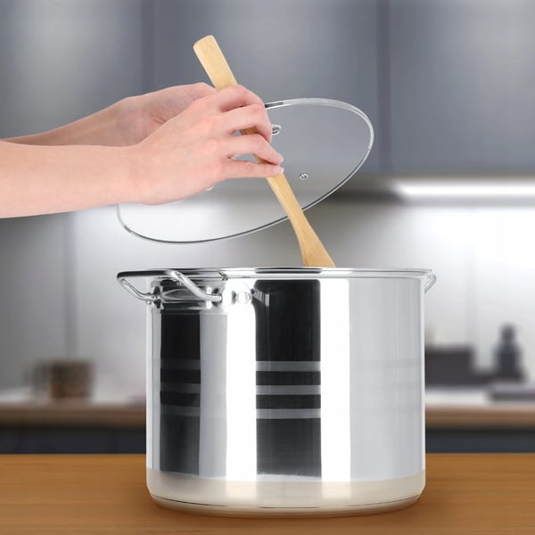 Stålgryde - Gryde med låg - Induktion - 26 cm - 11 l - Sølv