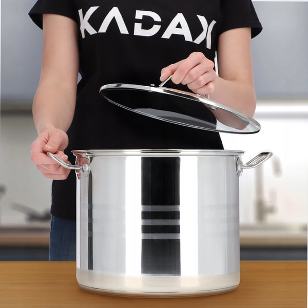Stålgryde - Gryde med låg - Induktion - 26 cm - 11 l - Sølv