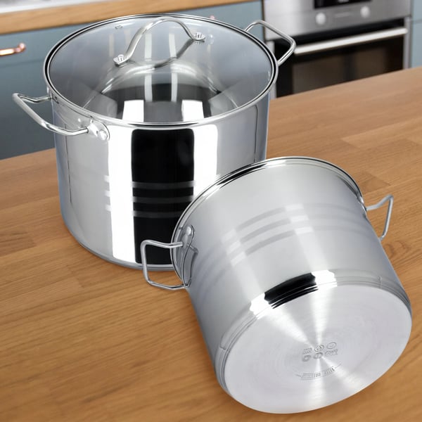 Stålgryde - Gryde med låg - Induktion - 26 cm - 11 l - Sølv