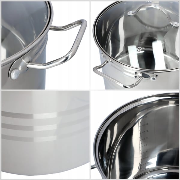 Stålgryde - Gryde med låg - Induktion - 26 cm - 11 l - Sølv