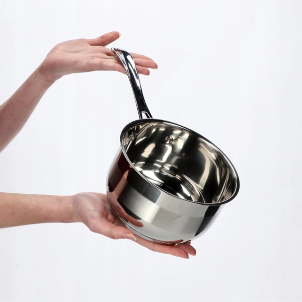 Gryde - Kasserolle i rustfrit stål - Diameter 16 cm - Volumen 1,8 l - FCM-certificeret - Sølv