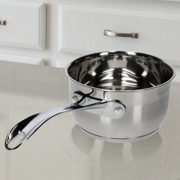 Gryde - Kasserolle i rustfrit stål - Diameter 16 cm - Volumen 1,8 l - FCM-certificeret - Sølv