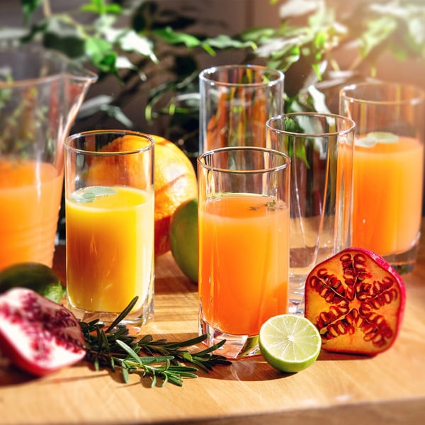 Drikkeglas - Juiceglas Sæt - Kapacitet 380 ml pr. glas - 12-Pak - Glas - FCM-certificeret