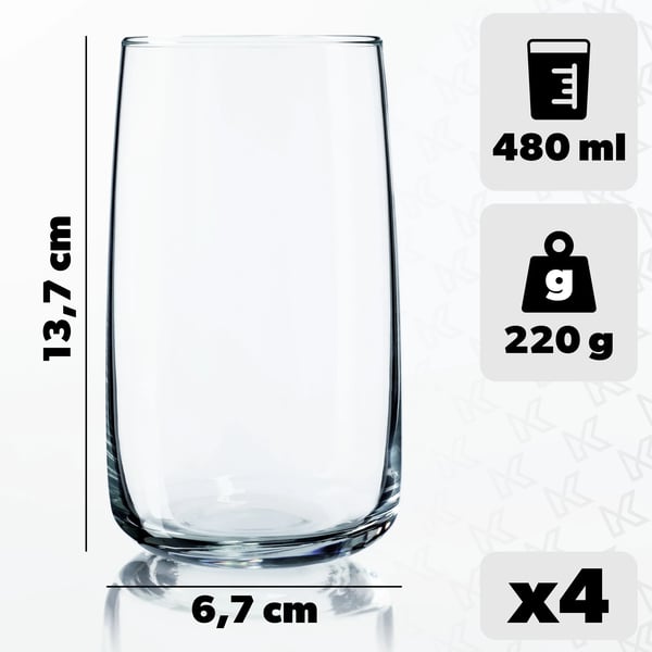 Drikkeglas / Vandglas - 4-pak - 480 ml - FCM-certificeret - Brun