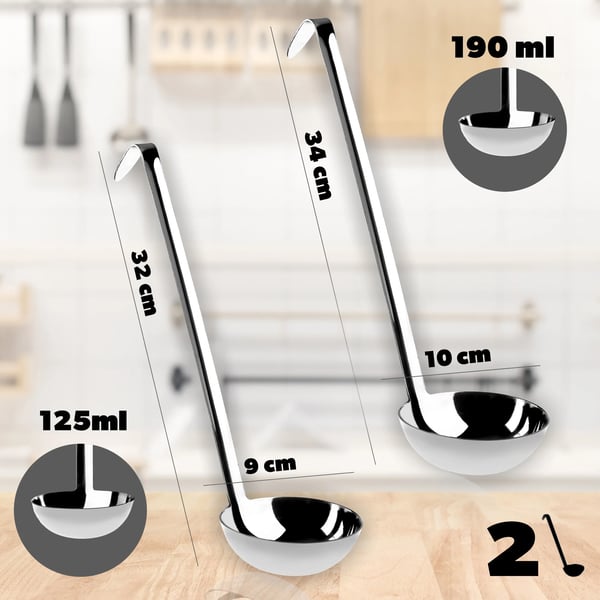 Suppeskesæt - Sæt Med 2 - 9 cm + 10 cm - Til Suppe Og Gryderetter