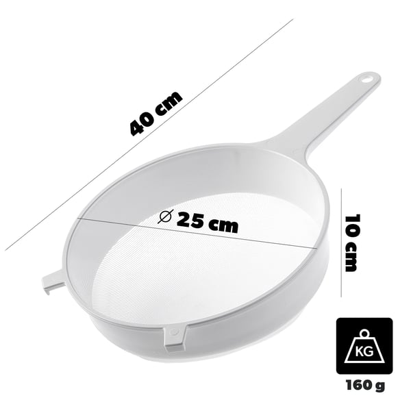 Køkkensigte - Finmasket si - Ø 25 cm - FCM-certificeret - Hvid