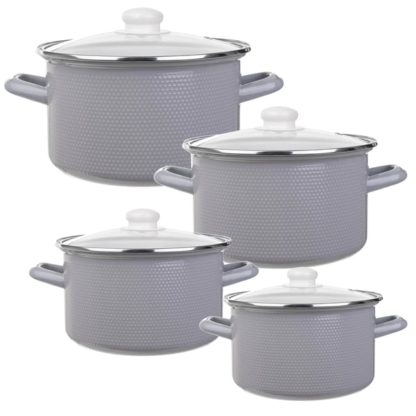 Emailleret Gryde- og Kasserollesæt - Sæt - 4 Størrelser 2 l, 3 l, 4 l, 5 l - Emailleret Overflade - Brun
