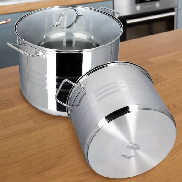 Gryde - Suppegryde - Rustfrit Stål - 16 L - 30 cm - Induktion - Med Låg - Sølv