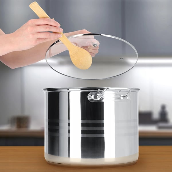 Gryde - Suppegryde - Rustfrit Stål - 16 L - 30 cm - Induktion - Med Låg - Sølv