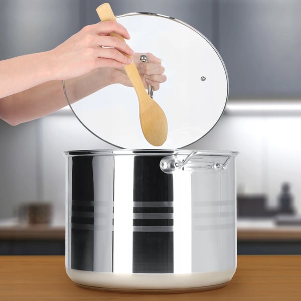 Suppegryde - Gryde - Rustfrit stål - 18 liter - 32 cm - Induktion - Med låg - Sølv