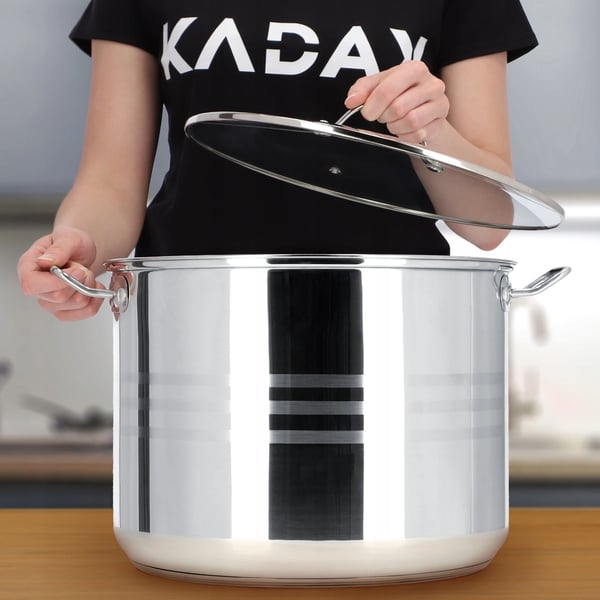 Suppegryde - Gryde - Rustfrit stål - 18 liter - 32 cm - Induktion - Med låg - Sølv