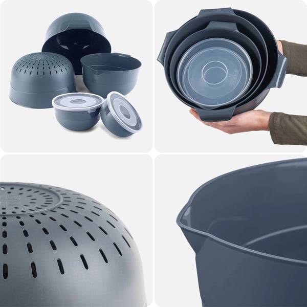 Blandningsskålar - Skålset - 7 Delar - 3 L - Plast - Grå
