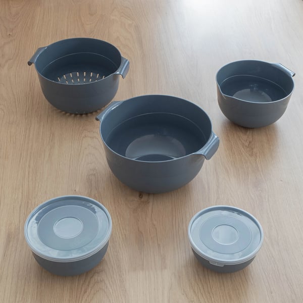 Blandningsskålar - Skålset - 7 Delar - 3 L - Plast - Grå