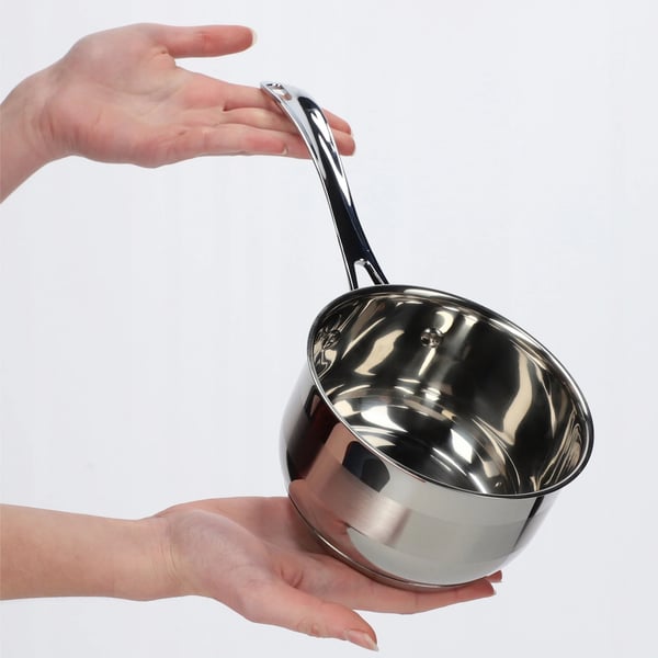 Stålkasserolle - Gryde - 15 cm - 1,2 L - FCM-certificeret - Sølv