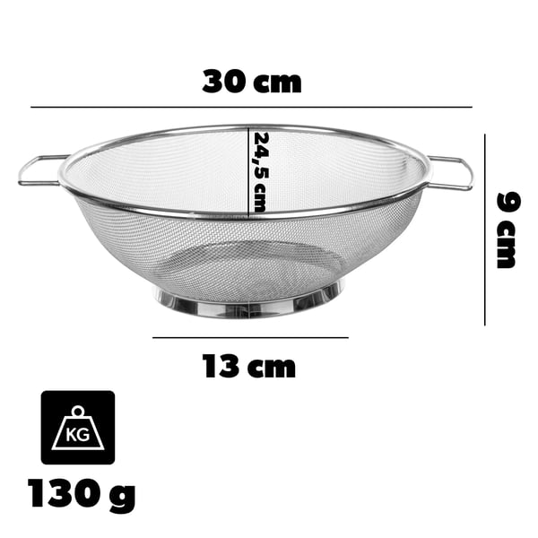 Dørslag/si til køkkenet - Rustfrit stål - Ø 24,5 cm - Til grøntsager & pasta - FCM-certificeret