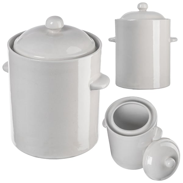 Fermenteringskrukke - Syltekrukke - 2,5 l Kapacitet - Tøndeformet - Til fermentering og syltning - Brun