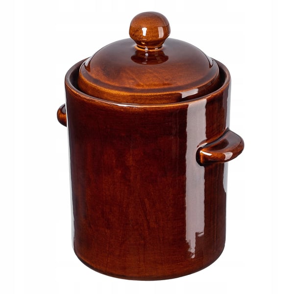 Fermenteringskrukke - Tøndeformet syltekrukke - 2,5 l - Med Flange - FCM-Certificeret - Fremstillet i Polen - Brun Fermenteringskrukke - Tøndeformet syltekrukke - 2,5 l - Med Flange - FCM-Certificeret - Fremstillet i Polen - Brun