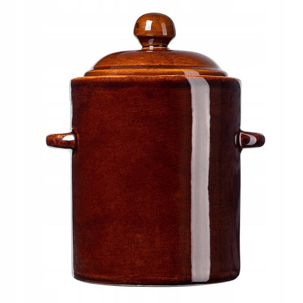 Fermenteringskrukke - Tøndeformet syltekrukke - 2,5 l - Med Flange - FCM-Certificeret - Fremstillet i Polen - Brun