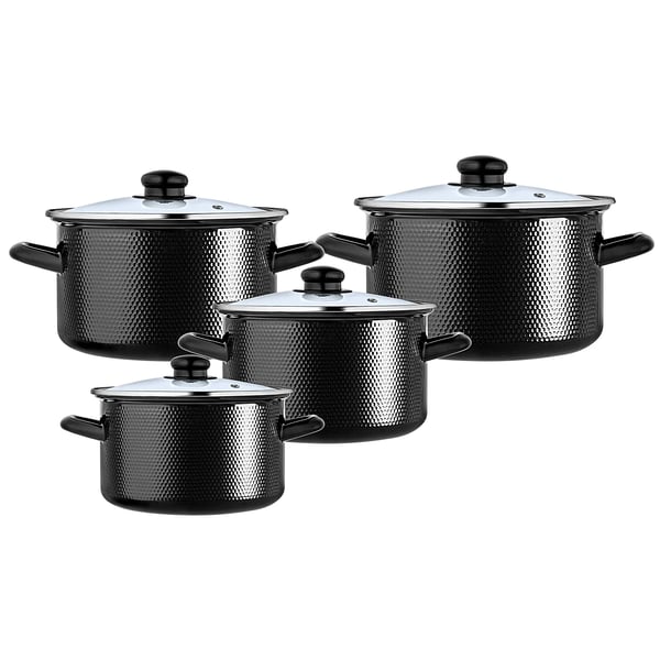 Emaljerede gryder - Sæt - 4 dele - 2 l, 3 l, 4 l, 5 l - FCM-certificeret - Brun