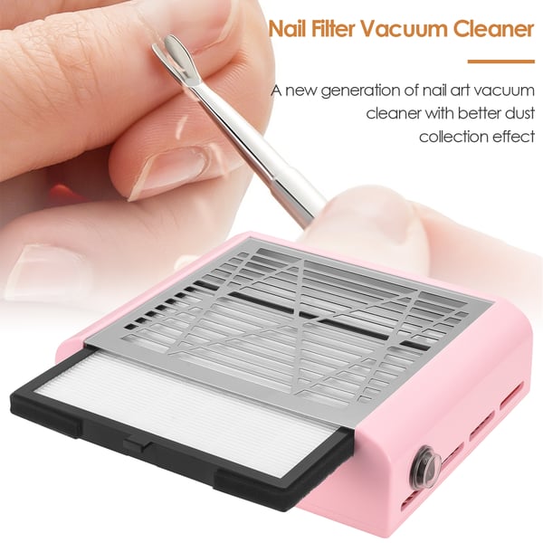 Neglestøvsuger - Udsugningsblæser - 40 W - 4500 rpm - Med filter - Til akryl & polygel - Pink