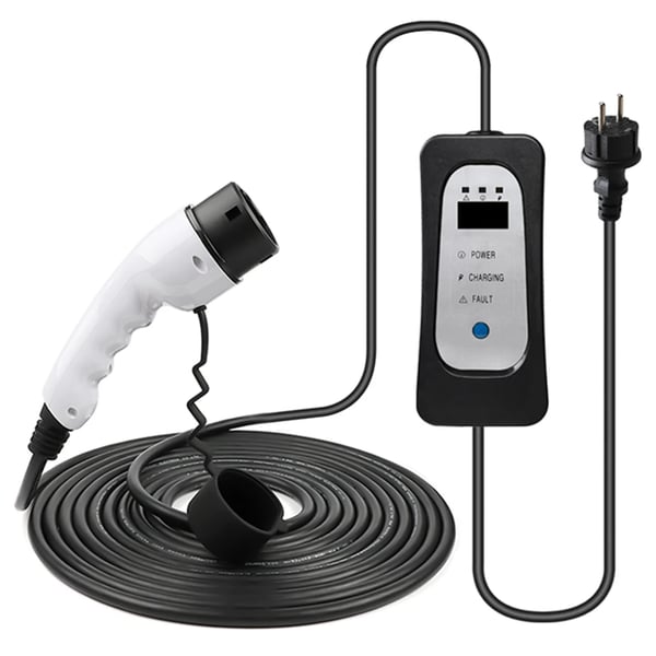Bærbar elbil-lader - EE1610X Mode 2 Type 2 IEC 62196 - 8/10/13/16A Justerbar - 10 m Kabel - 3,6 kW - IP54 - Sort