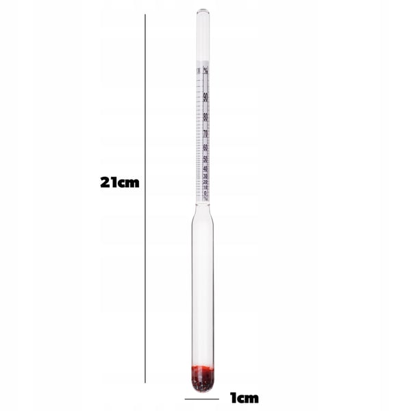 Alkoholmåler - Hydrometer - Præcision - Glas - Skala - FCM-certificeret