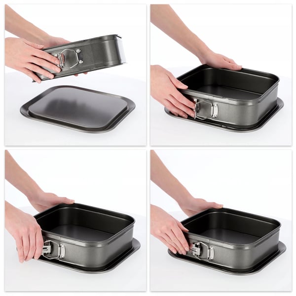 Bageform - Kageform - Firkantet - Slip-let Belægning - 24 cm - Metal - CE/EU