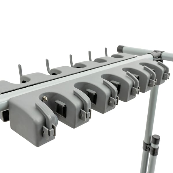 Rengøringsstativ - Gulvstående Moppeholder - Flytbar - Til Moppe Og Kost - Jern + PP - Sort
