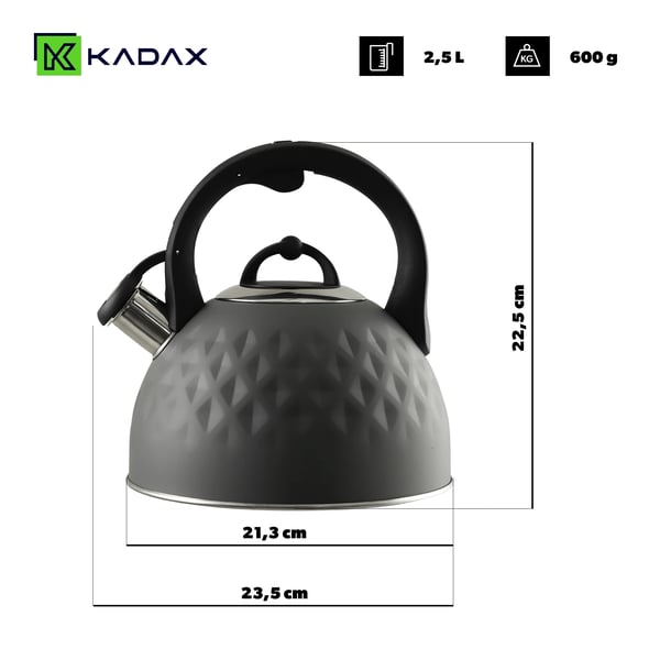 Vandkedel - Komfurkedel - 2,5 L - Stål - Induktion & gas - Med fløjte - Ergonomisk hank - Traditionelt design