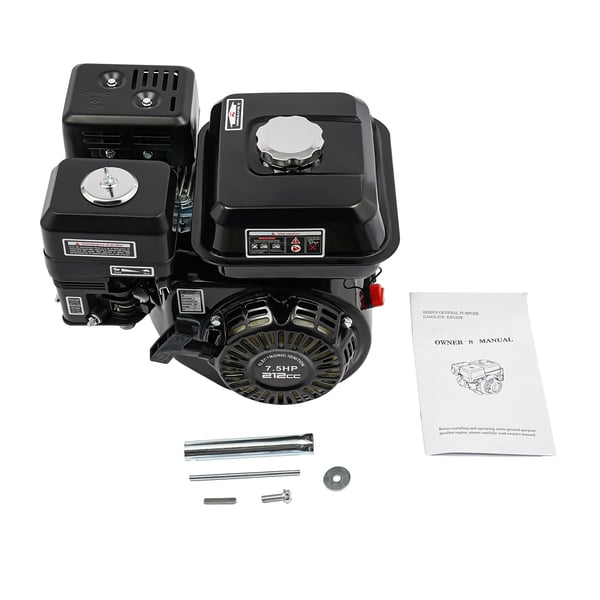 Benzinmotor til go-kart - OHV 4-takt 212 cc - 7,5 hk (4,0 kW) - Enkeltcylindret - Luftkølet - Snoretrækstart - 3600 o/min - Sort