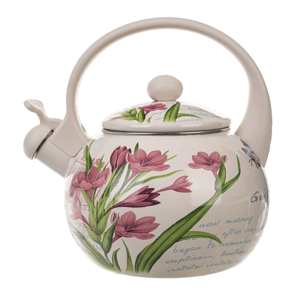 Emaljeret vandkedel - Komfurkedel - 2,2 l - Til induktion og gas - Med fløjte - Ergonomisk håndtag - Klassisk design