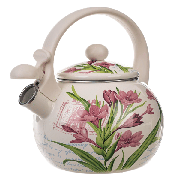 Emaljeret vandkedel - Komfurkedel - 2,2 l - Til induktion og gas - Med fløjte - Ergonomisk håndtag - Klassisk design