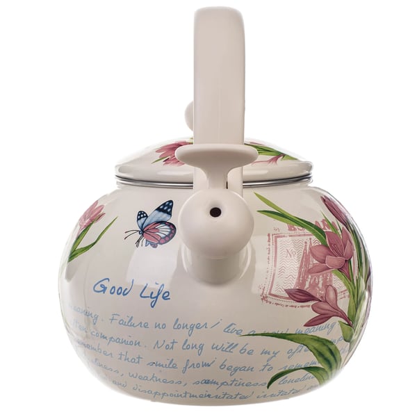 Emaljeret vandkedel - Komfurkedel - 2,2 l - Til induktion og gas - Med fløjte - Ergonomisk håndtag - Klassisk design
