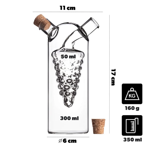 Olie- og eddikeflaske - Dispenser - Borosilikatglas - FCM-certificeret