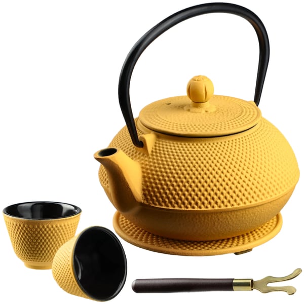 Tekande - Støbejern - Med tefilter/infuser - 850 ml - Gul