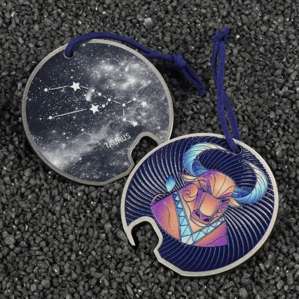 Tyr (Taurus) Stjernetegn - Flaskeåbner/Kapselåbner - Stål - Tyrmotiv