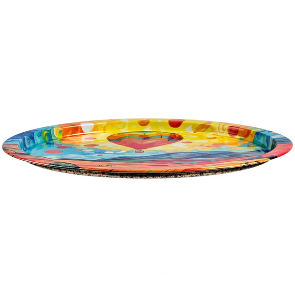Serveringsbakke - Rund - 32,5 cm Diameter - Metal - Litograferet Tryk - Ballonmotiv