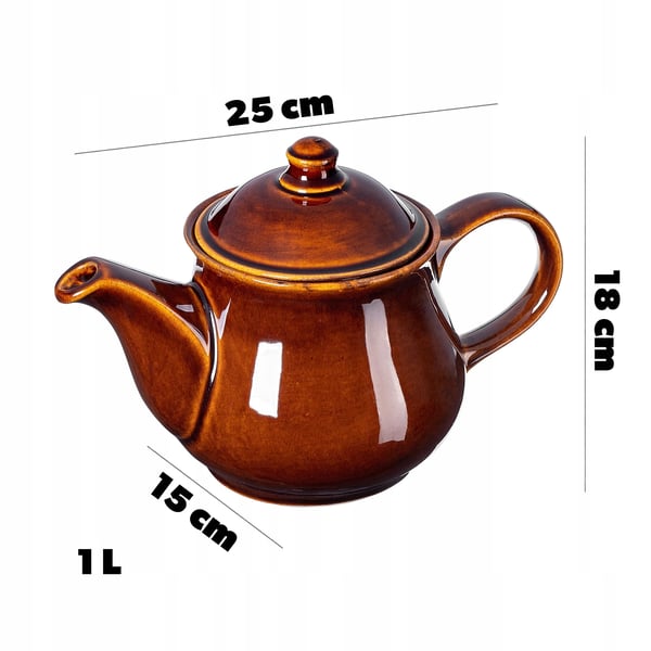 Te- og kaffekande - Stentøj - 1 l - Brun