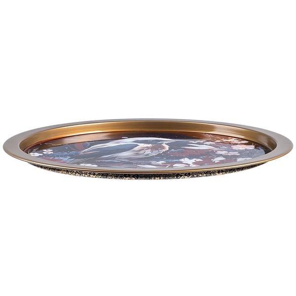 Serveringsbakke - Rund metalbakke - 32,5 cm - Litograferet design - Motiv Nattefisker
