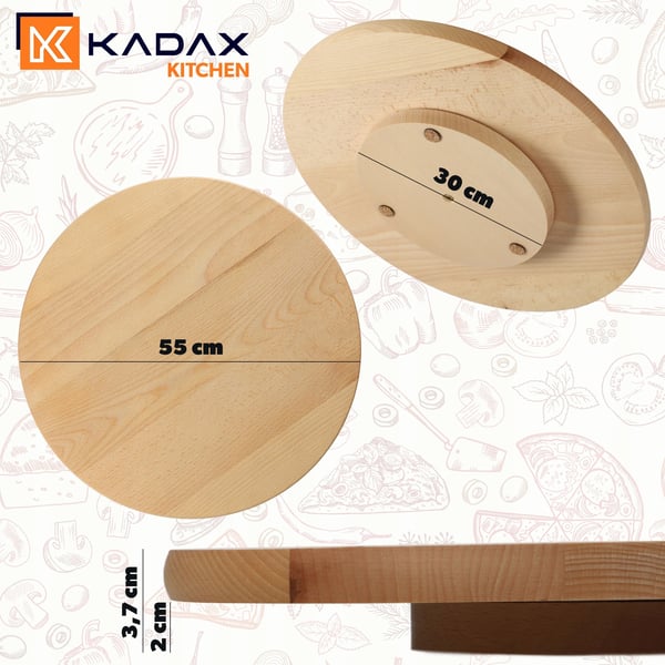 Drejbar serveringsbakke Lazy Susan - Rund drejetallerken - Diameter 55 cm - Brun