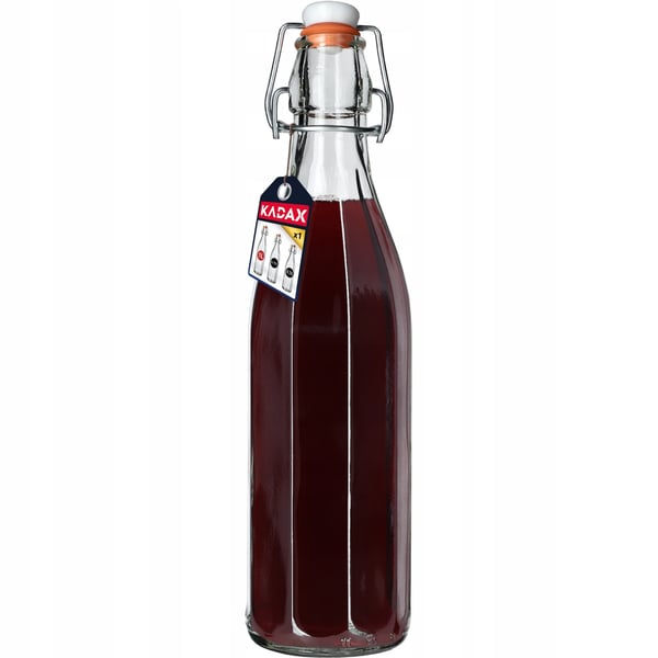 Glasflaske - 1 L - Til vin, tinktur og juice - Med korkprop