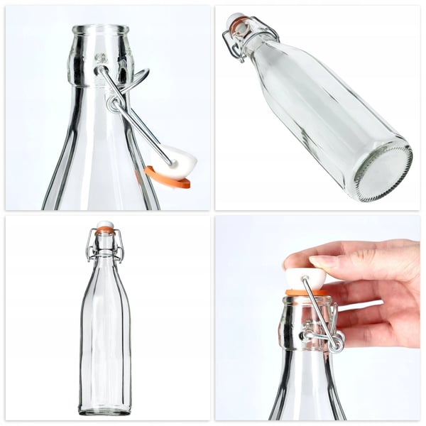 Glasflaske - 1 L - Til vin, tinktur og juice - Med korkprop