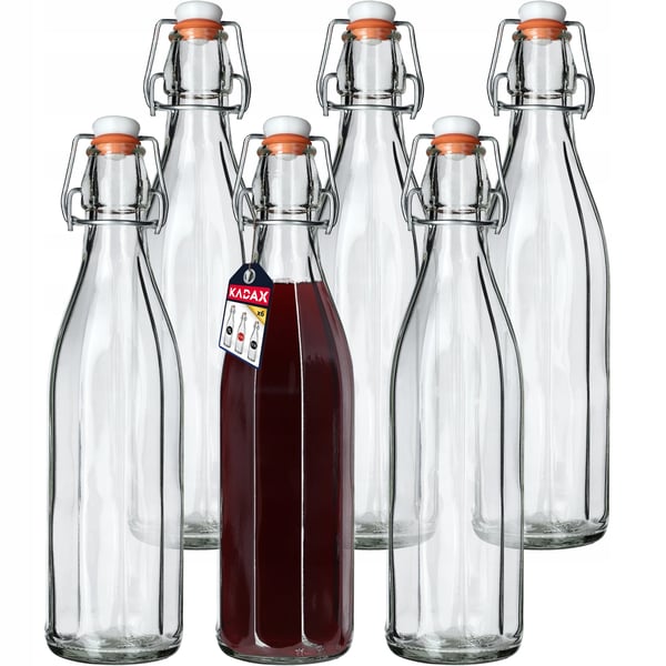 Glasflasker - Med korkprop - 750 ml - 6-pak - Til tinktur, juice og likør