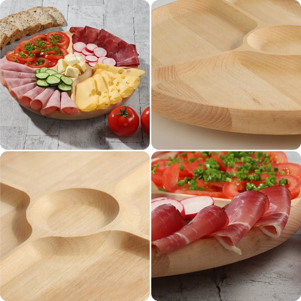 Serveringsfad - Snackfad - Rund - 4 rum - CE/EU - Fremstillet i Polen
